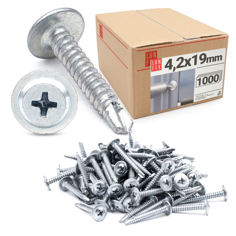 Wkręty do metalu Lun Fix samowiercące z łbem podkładkowym 4,2x19mm 1000szt.