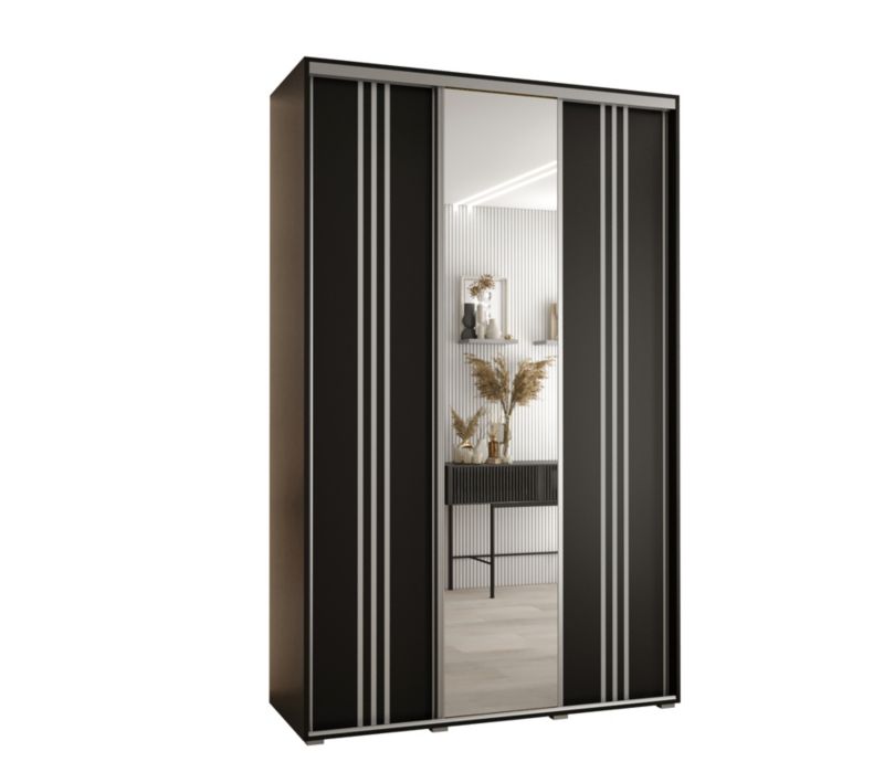 Szafa przesuwna Abiks DAVOS 7 wysoka szer.160cm gł.45cm czarny/czarny/srebrny 1szt.