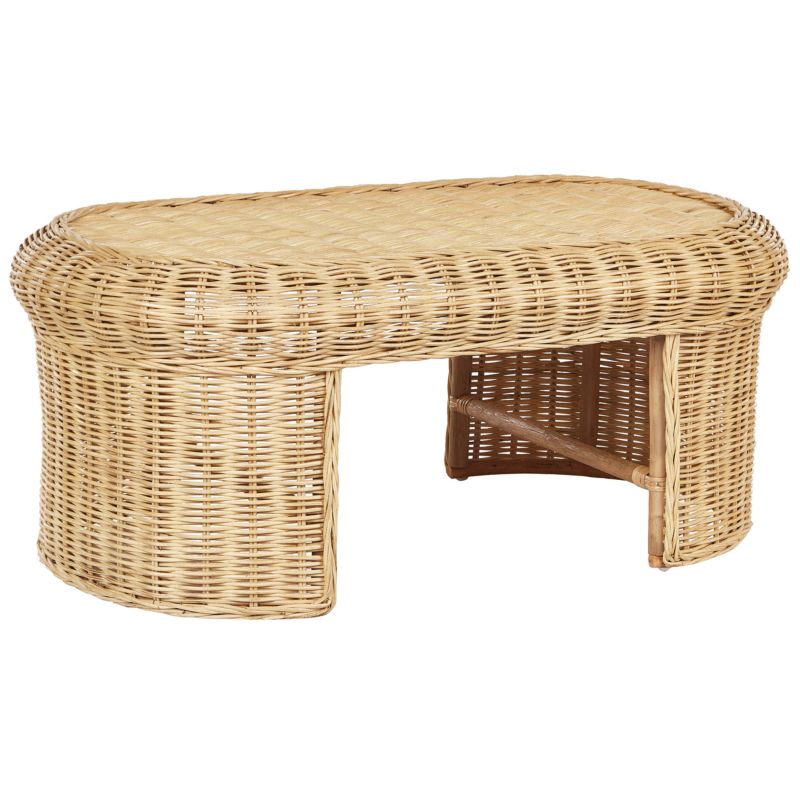 Stolik kawowy ogrodowy Livadeia 60 cm 96 cm Rattan Naturalny 1 szt.