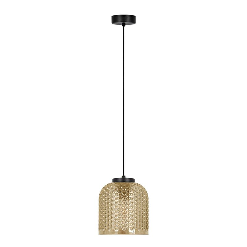 Lampa wisząca Kaja CAPRI bursztynowo-czarna 1xE27x20W IP20 wym:91x18x18cm - 1 szt.