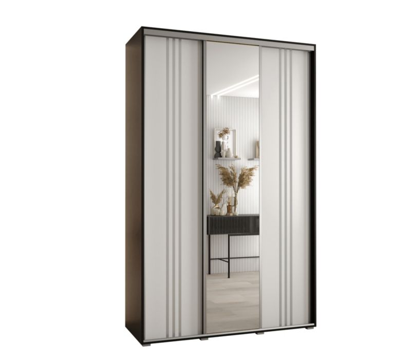 Szafa przesuwna Abiks DAVOS 7 wysoka szer.150cm gł.60cm czarny/biały/srebrny 1szt.