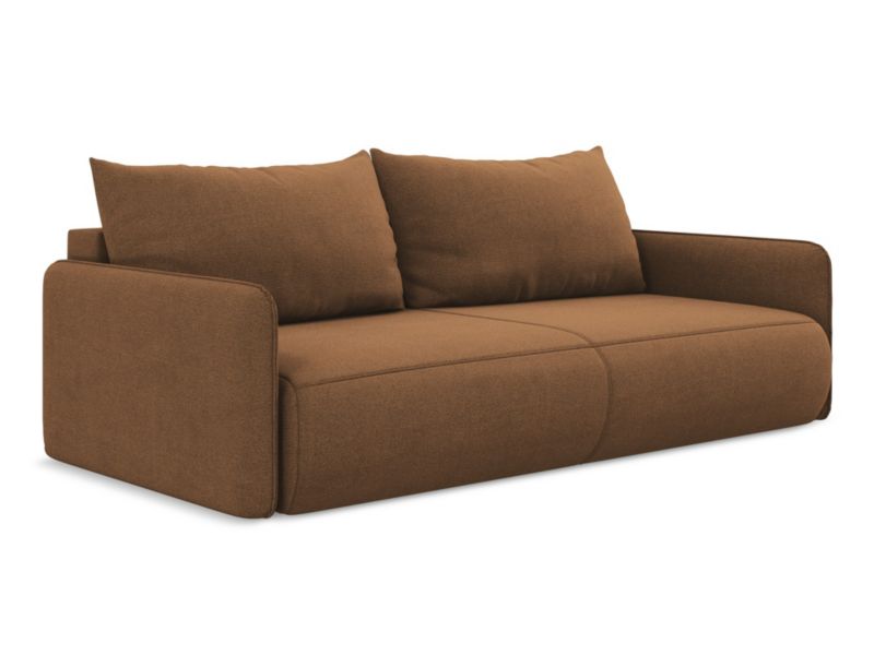 Kanapa 3-osobowa z funkcją spania LaMiaSofa PALERMO z tkaniny strukturalnej 216x105 cm terakota 1 szt.