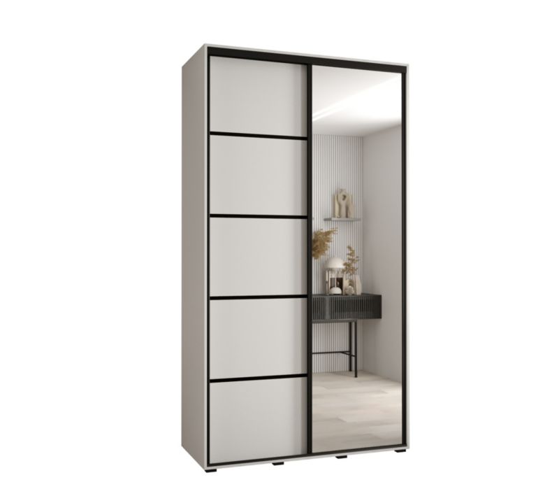 Szafa przesuwna Abiks DAVOS 5 wysoka szer.140cm gł.45cm biały/biały/czarny 1szt.