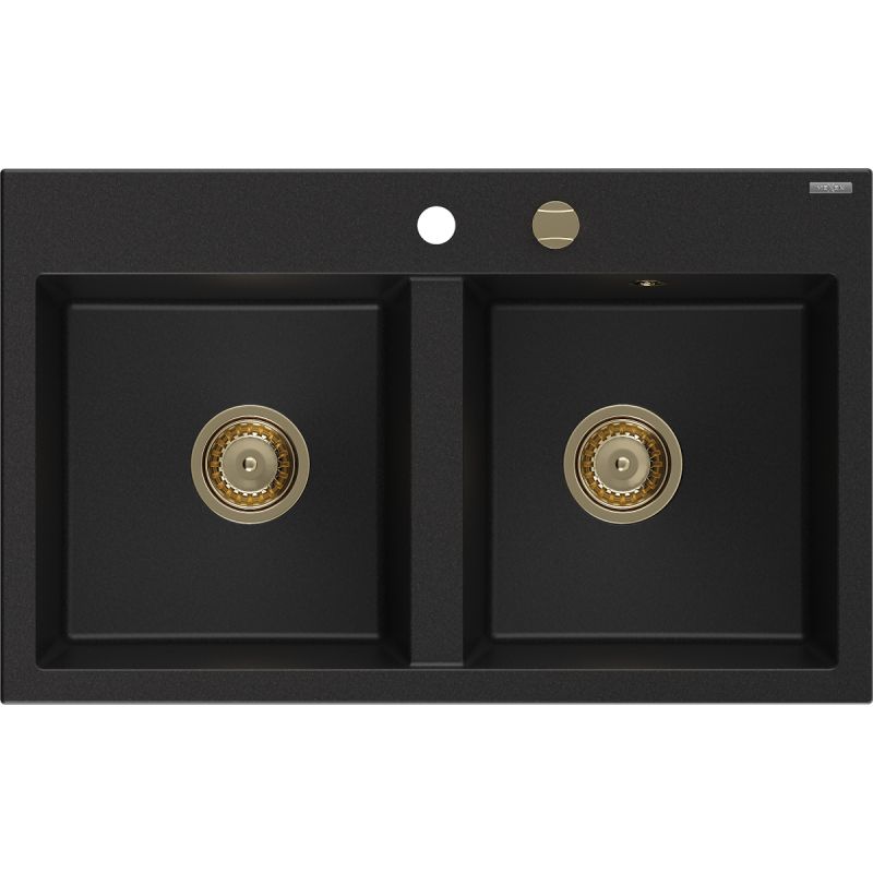 Zlewozmywak wpuszczany Mexen Hektor 2-komorowy czarny 800x490 mm - 6521802000-77 1 szt.