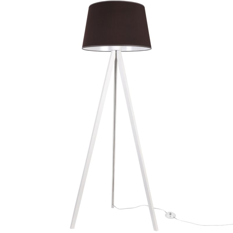 Lampa podłogowa trójnóg biały Light Home LH Gaja 1xE27 abażur stożek 44cm brązowy 1szt.