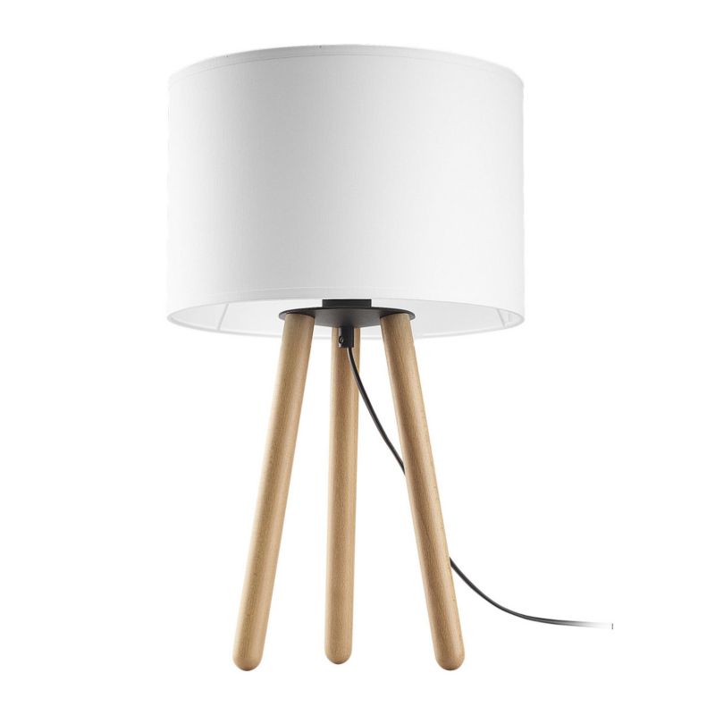Lampa stołowa TK-Lighting Tokyo czarno-biała-jasne drewno 1 x E27 x 15W IP20 wym: 46 x 30 x 30 cm drewno - 1 szt.