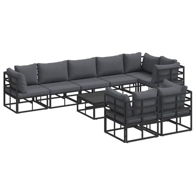 Zestaw mebli ogrodowych wypoczynkowy WaszeMeble 8-osobowy aluminium czarny z poduszkami WM-3378889 1 kpl