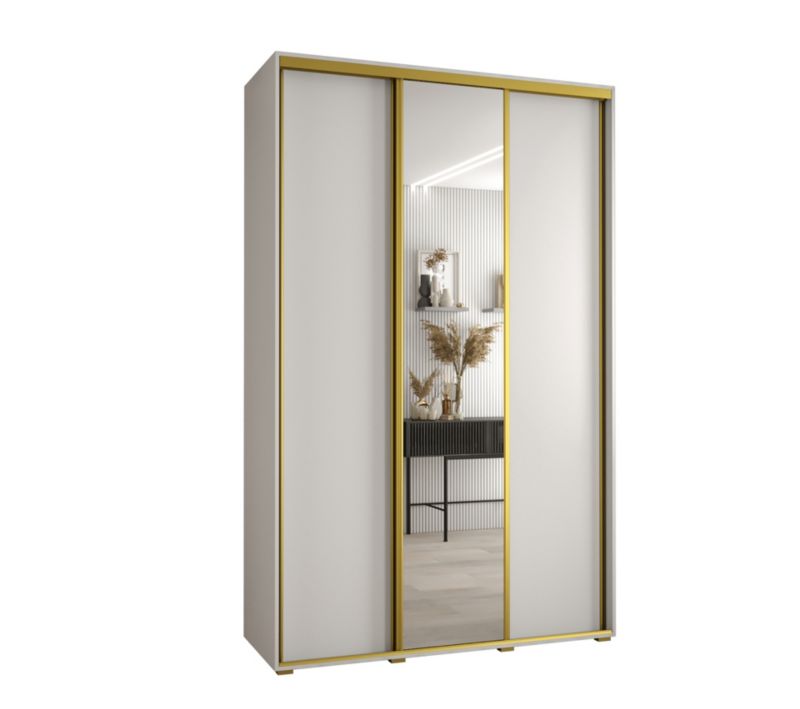 Szafa przesuwna Abiks DAVOS 3 wysoka szer.150cm gł.60cm biały/biały/złoty 1szt.