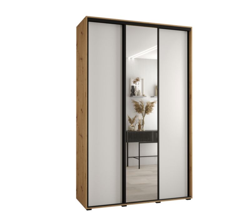 Szafa przesuwna Abiks DAVOS 3 wysoka szer.150cm gł.45cm artisan/biały/czarny 1szt.