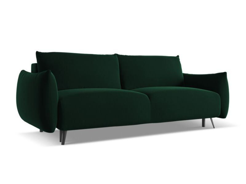 Kanapa 3-osobowa z funkcją spania LaMiaSofa GENOVA z tkaniny welwetowej 230x105 cm butelkowa zieleń 1 szt.