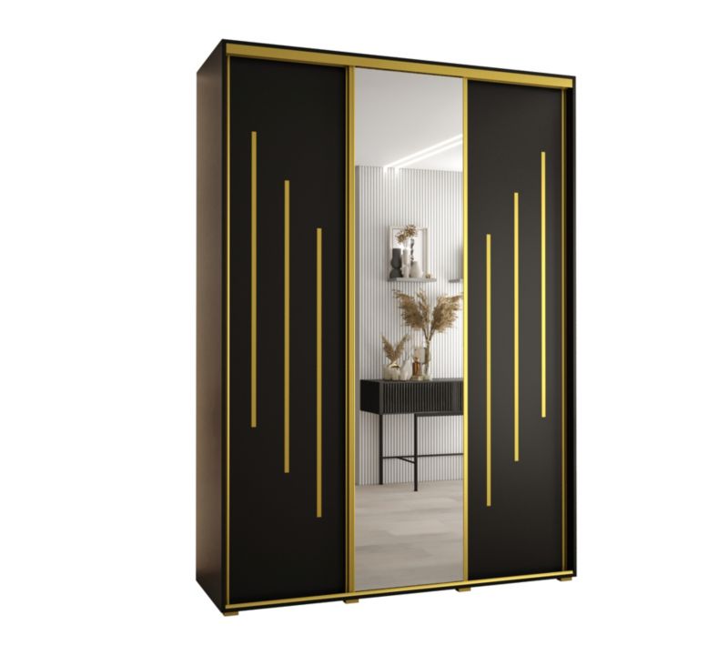 Szafa przesuwna Abiks DAVOS 9 wysoka szer.180cm gł.60cm czarny/czarny/złoty 1szt.