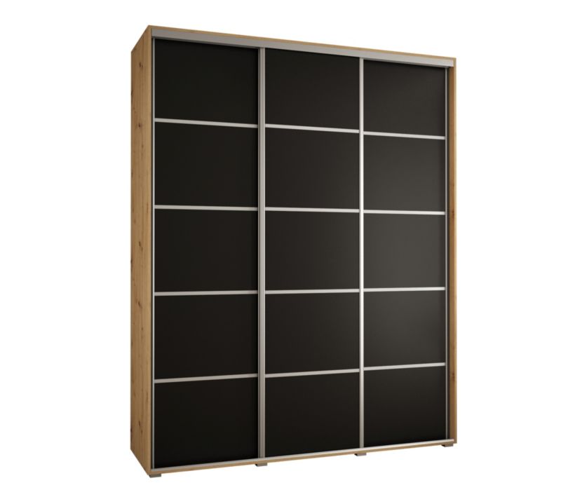 Szafa przesuwna Abiks DAVOS 4 wysoka szer.200cm gł.45cm artisan/czarny/srebrny 1szt.