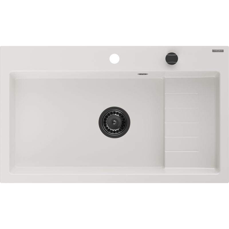 Zlewozmywak granitowy wpuszczany Mexen Oscar 1-komorowy czarny/srebrny 580x490 mm - 6519581000-73-B 1 szt.