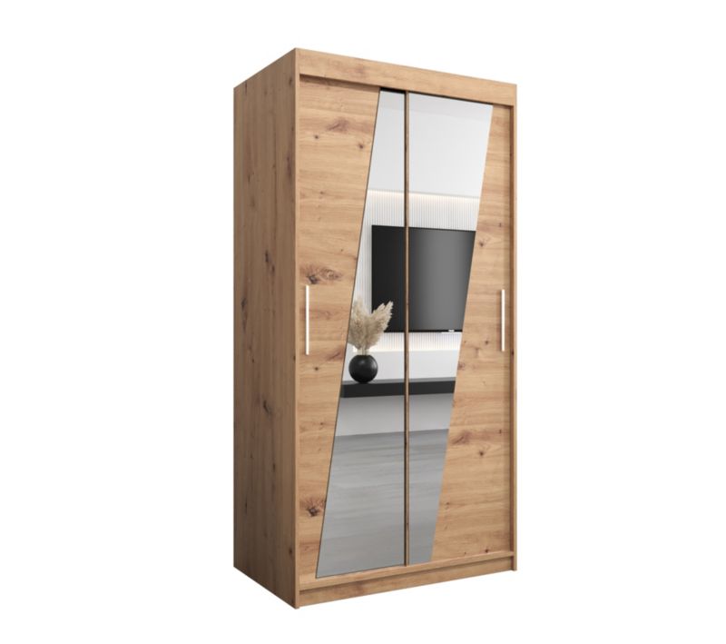 Szafa przesuwna Garderoba Abiks RHOMB 100 dąb artisan + dąb artisan 1 szt.