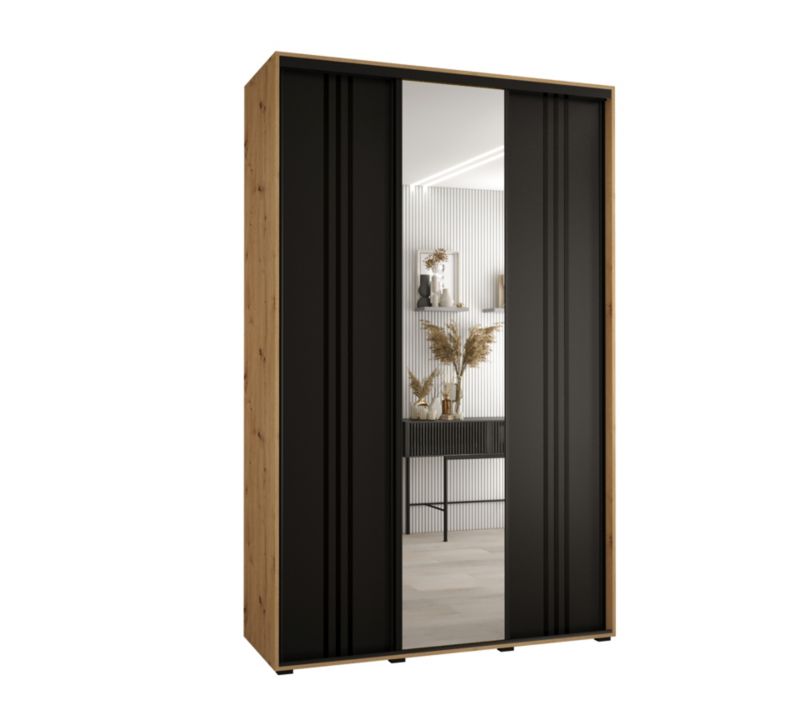 Szafa przesuwna Abiks DAVOS 7 wysoka szer.150cm gł.60cm artisan/czarny/czarny 1szt.