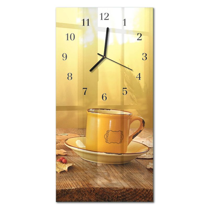 Zegar Ścienny Do Salonu Tulup 30x60 cm z Czarnymi Wskazówkami Filiżanka 1 szt.
