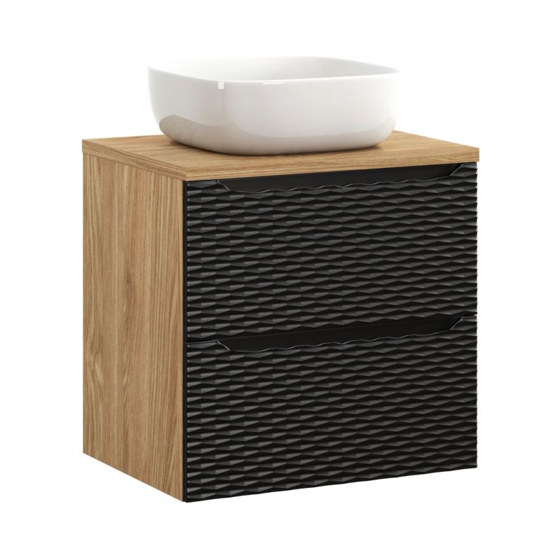 Zestaw mebli łazienkowych Comad Ocean Black 60cm z blatem i umywalką nablatową Smile 1szt