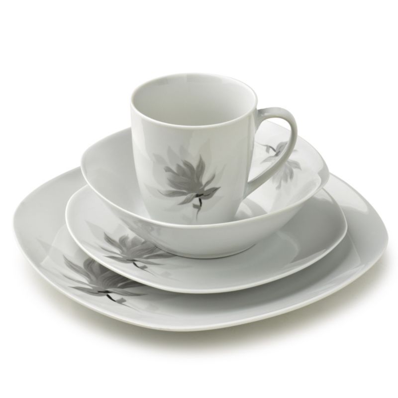 Komplet obiadowy ceramiczny Mondex Affekdesign Magnolia 25,5cm biało-szary 16el kpl