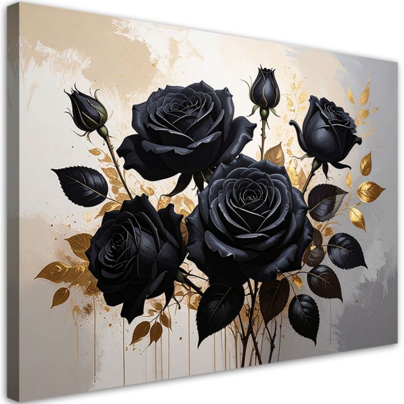 Obraz do salonu sypialni kuchni biura Feeby Czarne róże kwiaty 100x70cm 1szt