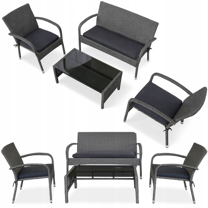 Zestaw Mebli Ogrodowych Balkonowych Technorattan SAN MARINO Sofa 2x Fotel 1 szt