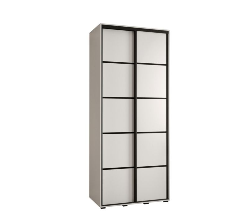 Szafa przesuwna Abiks DAVOS 4 wysoka szer.110cm gł.60cm biały/biały/czarny 1szt.