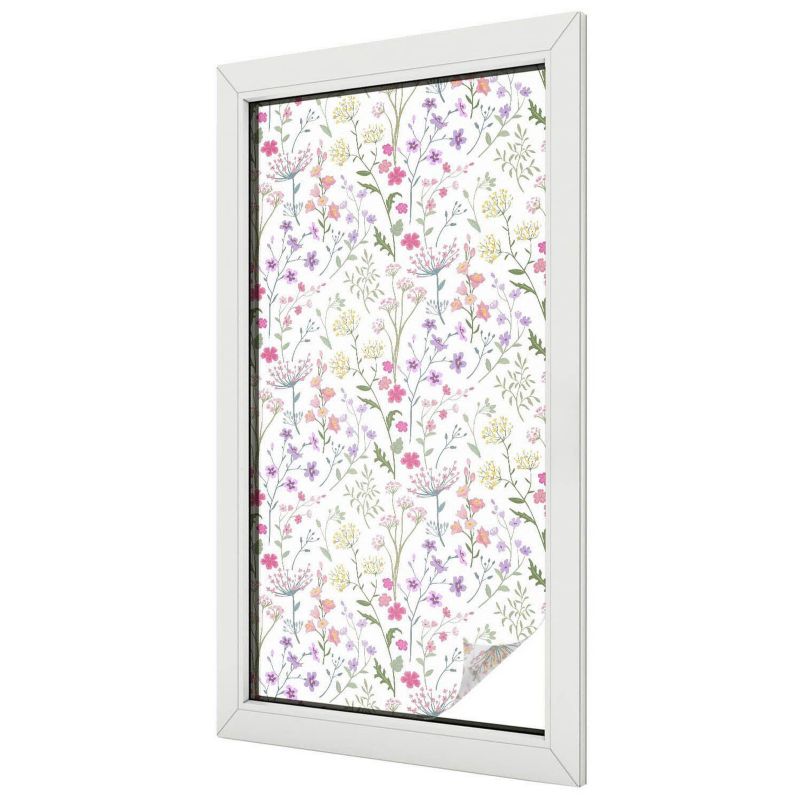 Witraż Samoprzylepny Wallfluent 50x100 cm Stylowa Dekoracja Okna Kwiatowy wzór roślinny 1 rol.