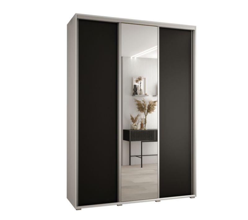 Szafa przesuwna Abiks DAVOS 3 wysoka szer.180cm gł.60cm biały/czarny/srebrny 1szt.