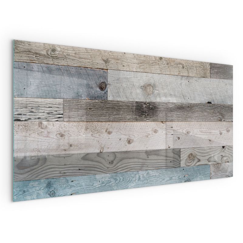 Szklana Podkładka Pod Kominek Prostokąt Wallfluent 140x70 cm Drewniane deski w wielu tonacjach 1 szt.