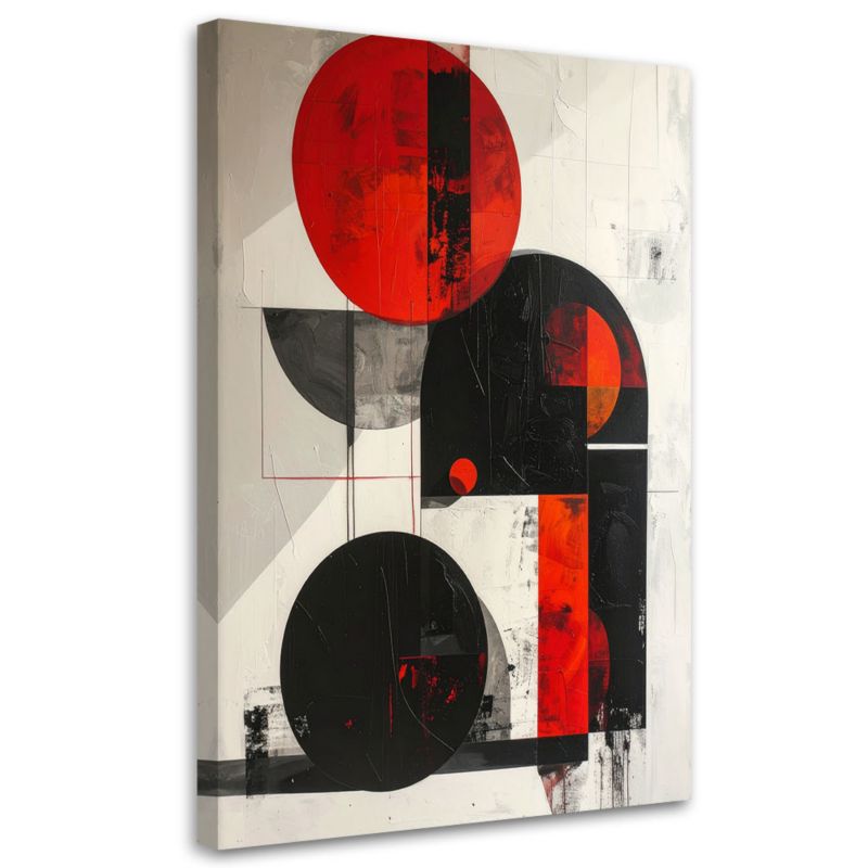 Obraz do salonu sypialni biura Feeby Abstrakcja koła geometryczne czerwony czarny 70x100cm 1szt