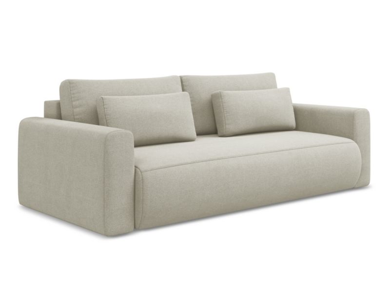Kanapa 3-osobowa z funkcją spania LaMiaSofa PERUGIA z tkaniny strukturalnej 238x105 cm jasny beż 1 szt.