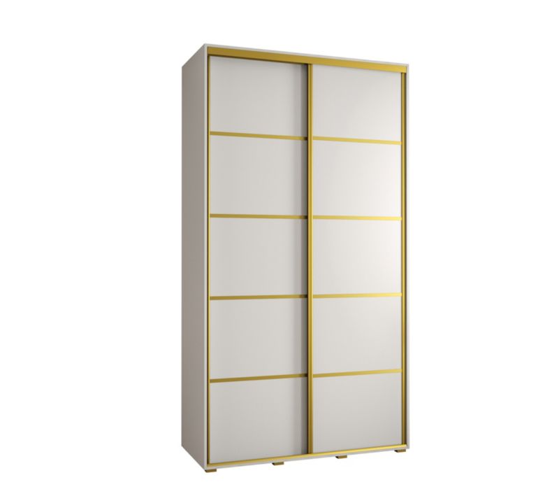 Szafa przesuwna Abiks DAVOS 4 wysoka szer.130cm gł.45cm biały/biały/złoty 1szt.