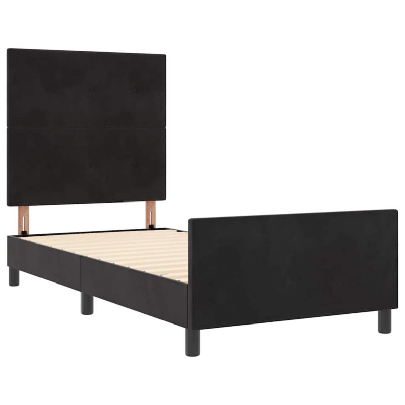 Łóżko tapicerowane WaszeMeble 90x200 cm Czarny aksamit WM-3344917 1 szt.