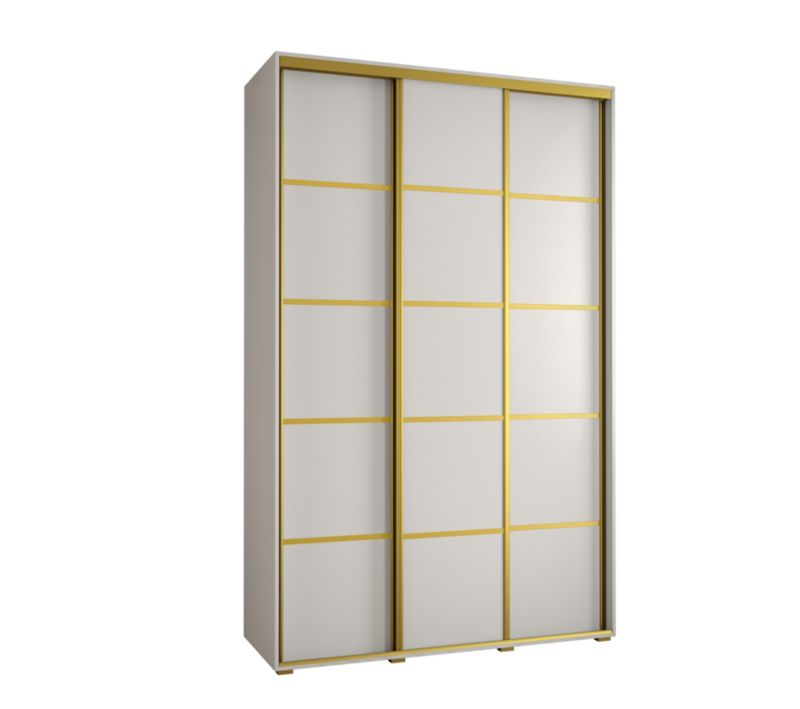 Szafa przesuwna Abiks DAVOS 4 wysoka szer.150cm gł.45cm biały/biały/złoty 1szt.