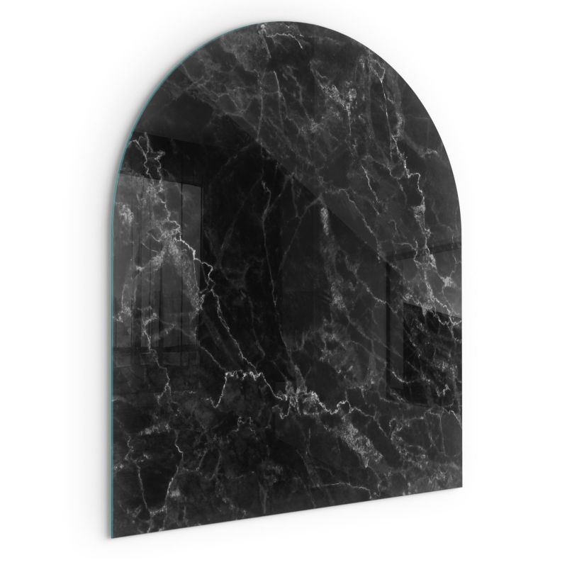 Szklana Podkładka Pod Kominek Półowalny Wallfluent 80x70 cm Elegancka marmurowa faktura 1 szt.