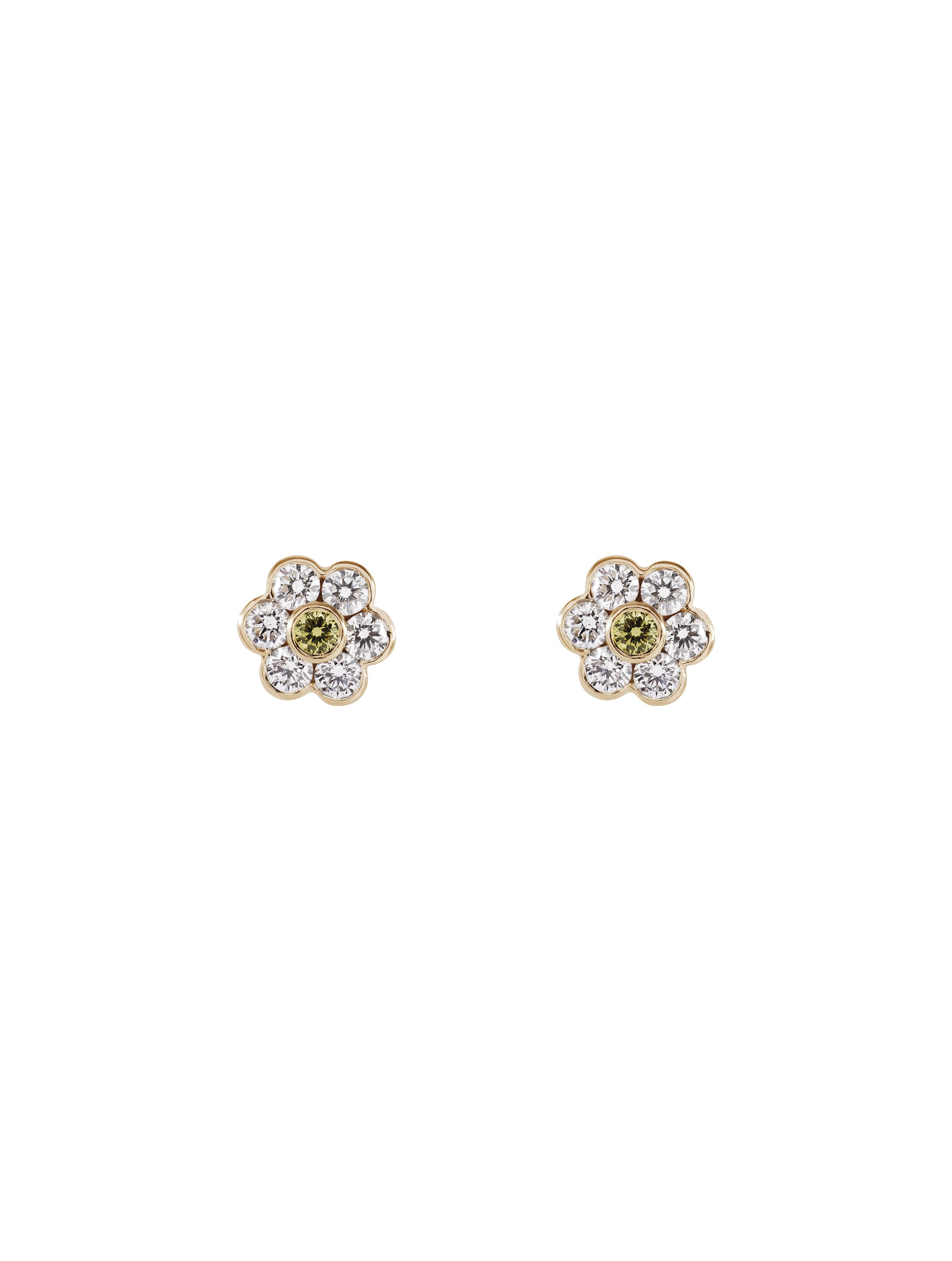Margaret Earrings - Kolczyki w kształcie kwiatów wysadzane siedmioma brylantami, Para