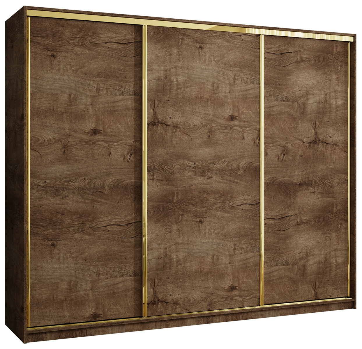 Trzydrzwiowa szafa przesuwna 250 cm w stylu glamour GOLD NEW