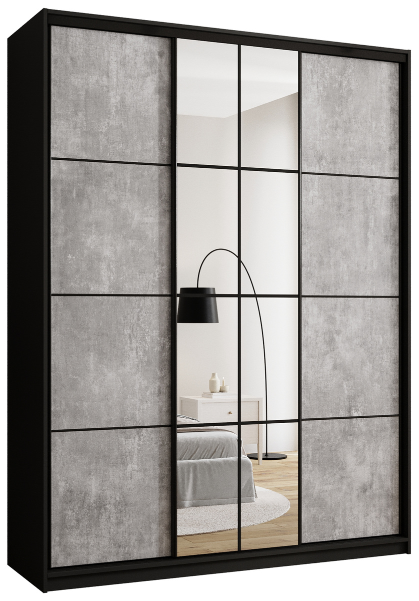 Szafa przesuwna 180 cm z półkami i drążkami EDGE MAX beton