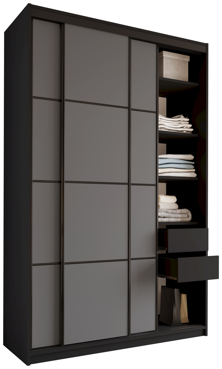 Wysoka trzydrzwiowa szafa przesuwna 150 cm LOFT MAX grafit
