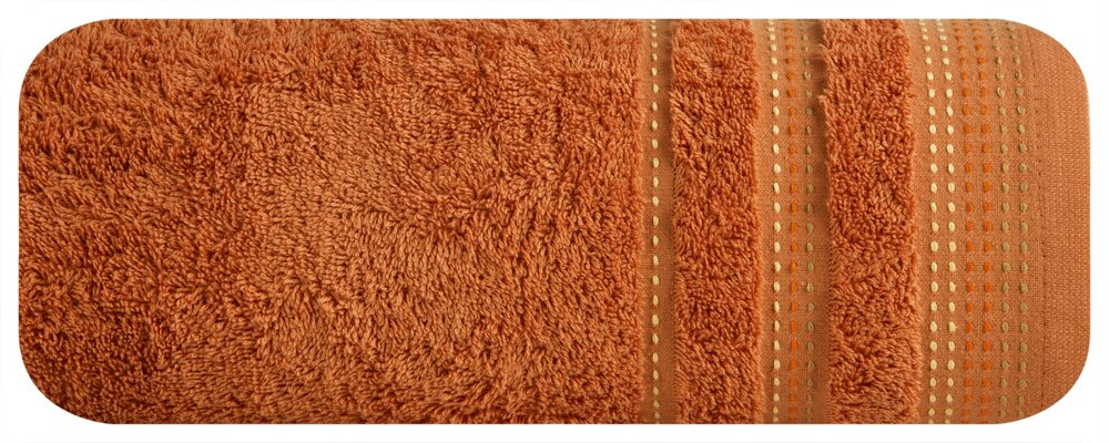 Ręcznik 50x90 cm POLIA pomarańczowy bawełniany frotte z bordiurą pasy
