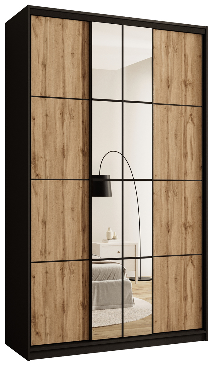 Wysoka szafa przesuwna z lustrem 150 cm do sypialni EDGE MAX