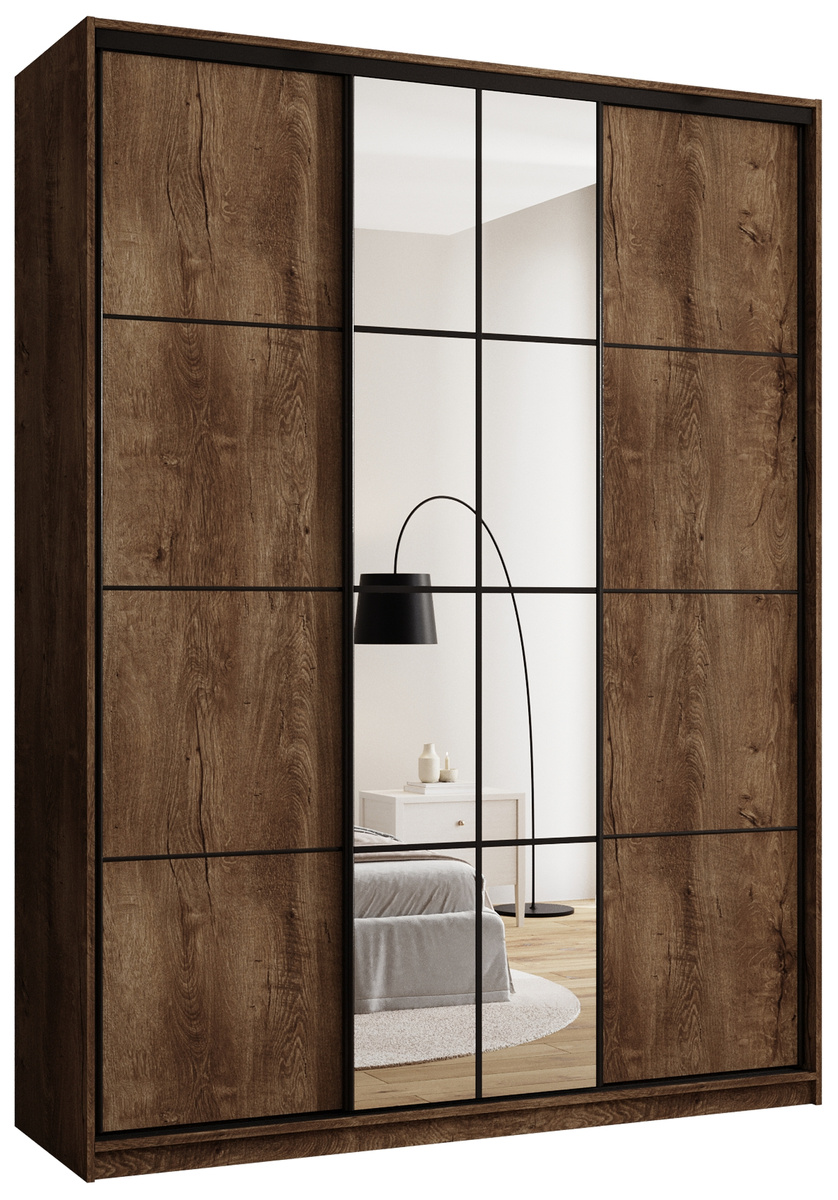 Loftowa wysoka szafa przesuwna z lustrem 180 cm EDGE MAX