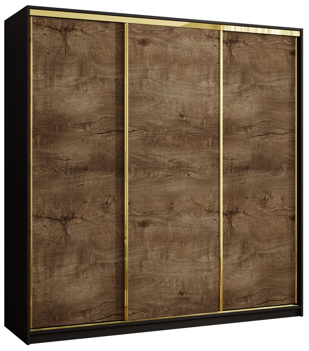 Szafa przesuwna 200 cm z szufladami w stylu glamour GOLD NEW