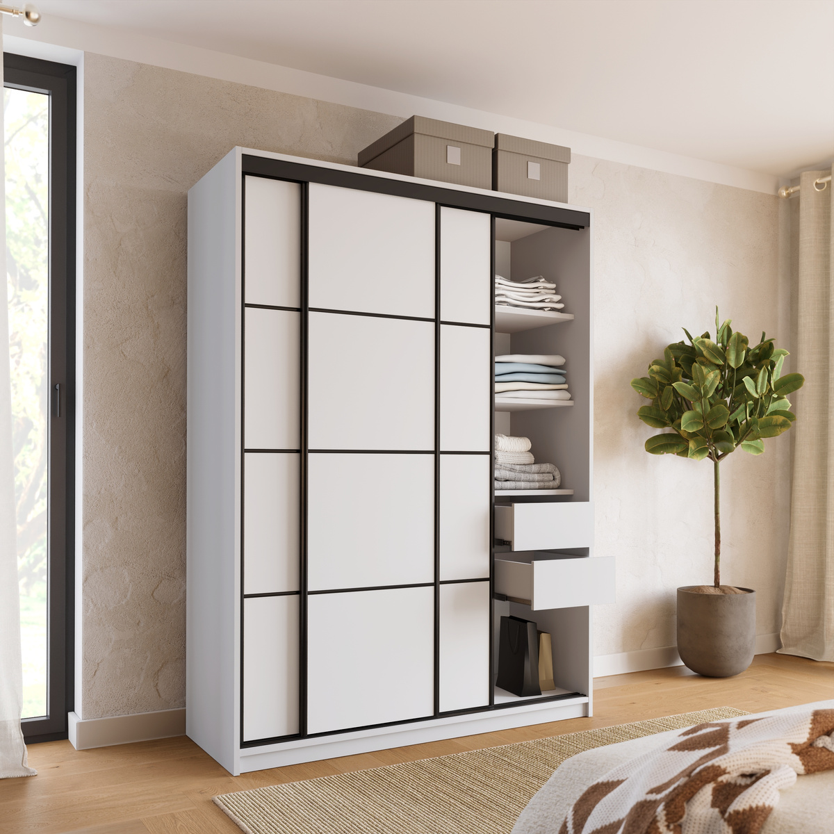 Biała szafa przesuwna 150 cm LOFT