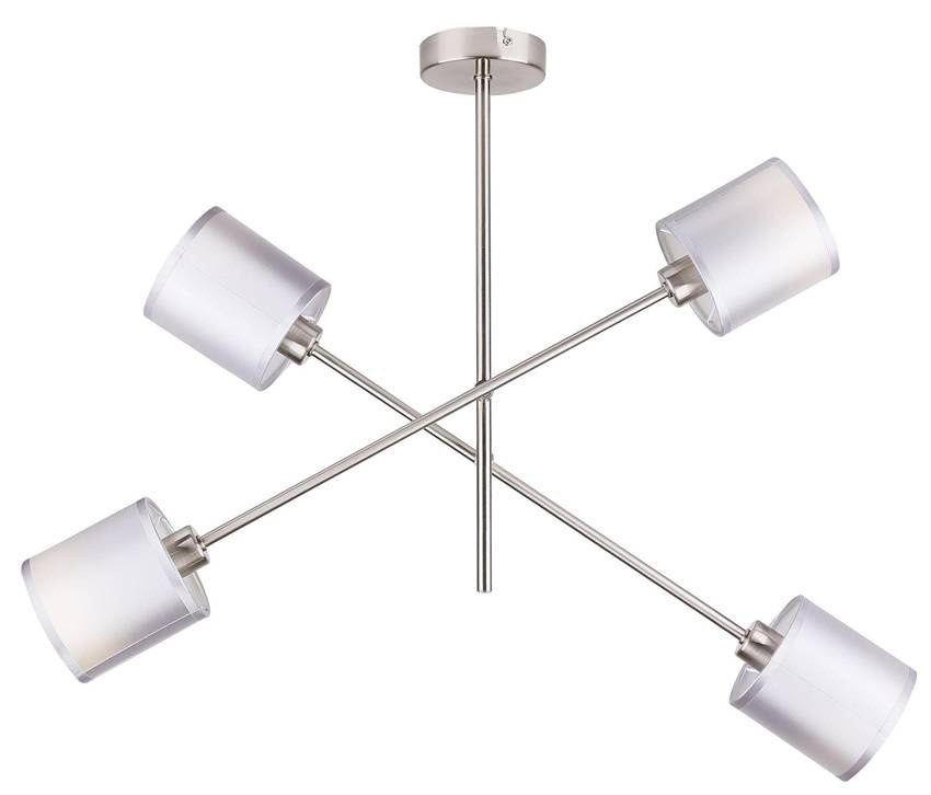 Srebrna lampa wisząca sufitowa 4-punktowa do salonu SAX metalowa