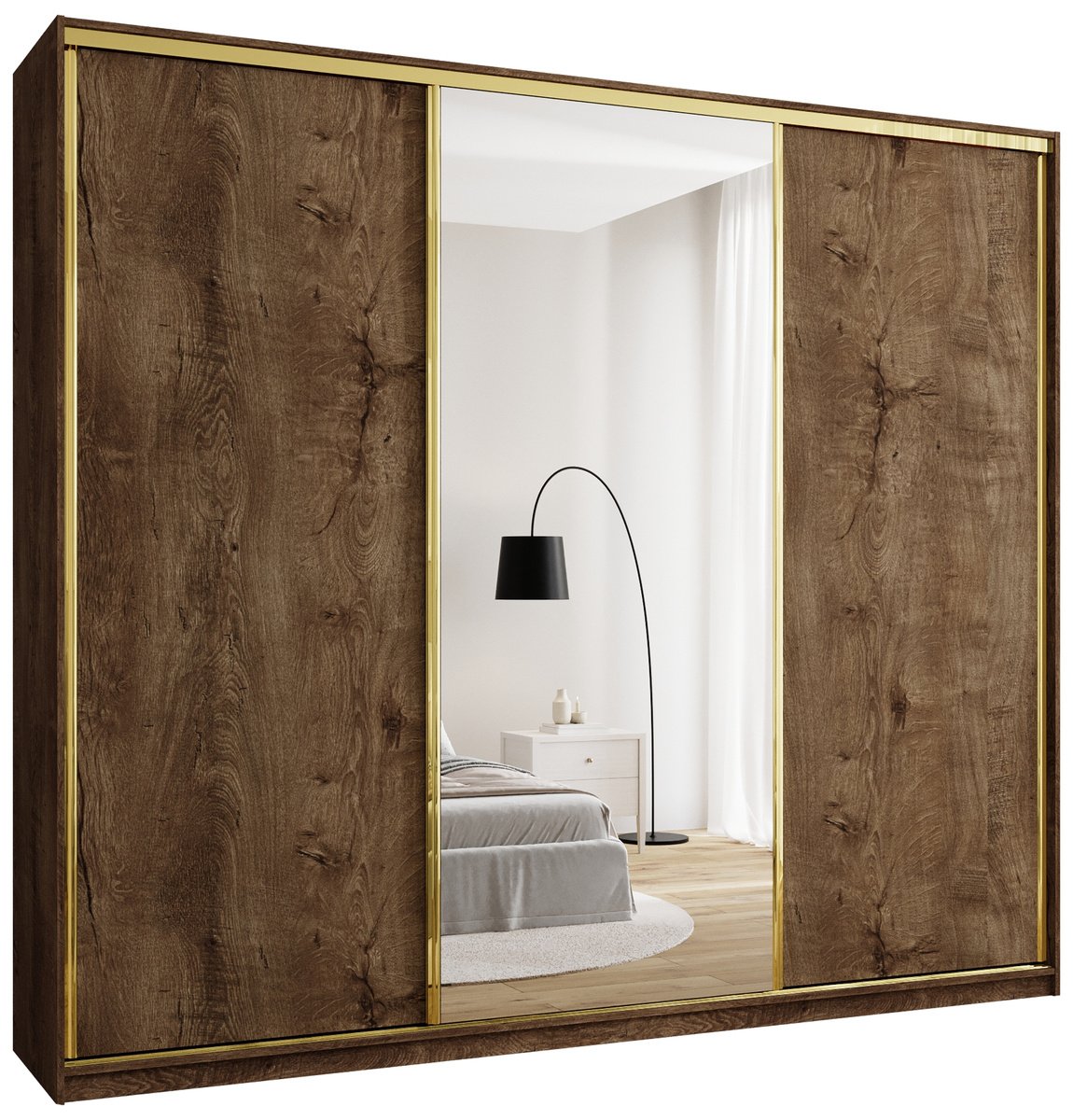 Szafa przesuwna z lustrem 280 cm GOLD NEW MAX