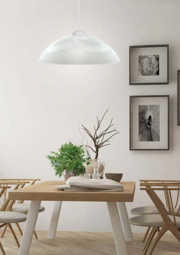 Biała lampa wisząca szklana 30 cm do salonu Monti