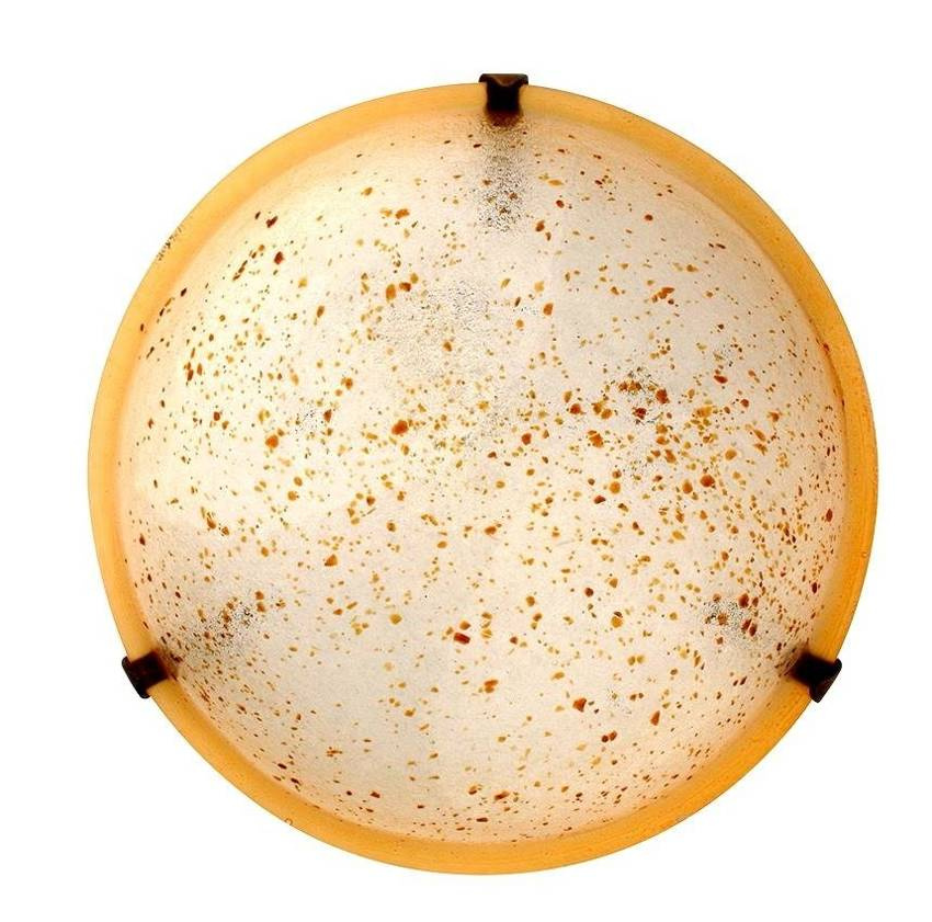 Żółty plafon szklany w kropki do salonu Granilia 30 cm okrągły