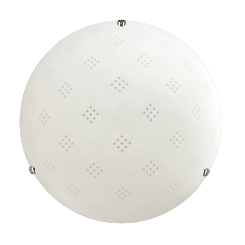 Biała lampa sufitowa plafon 30 cm do salonu FANUSA szkło chromowane
