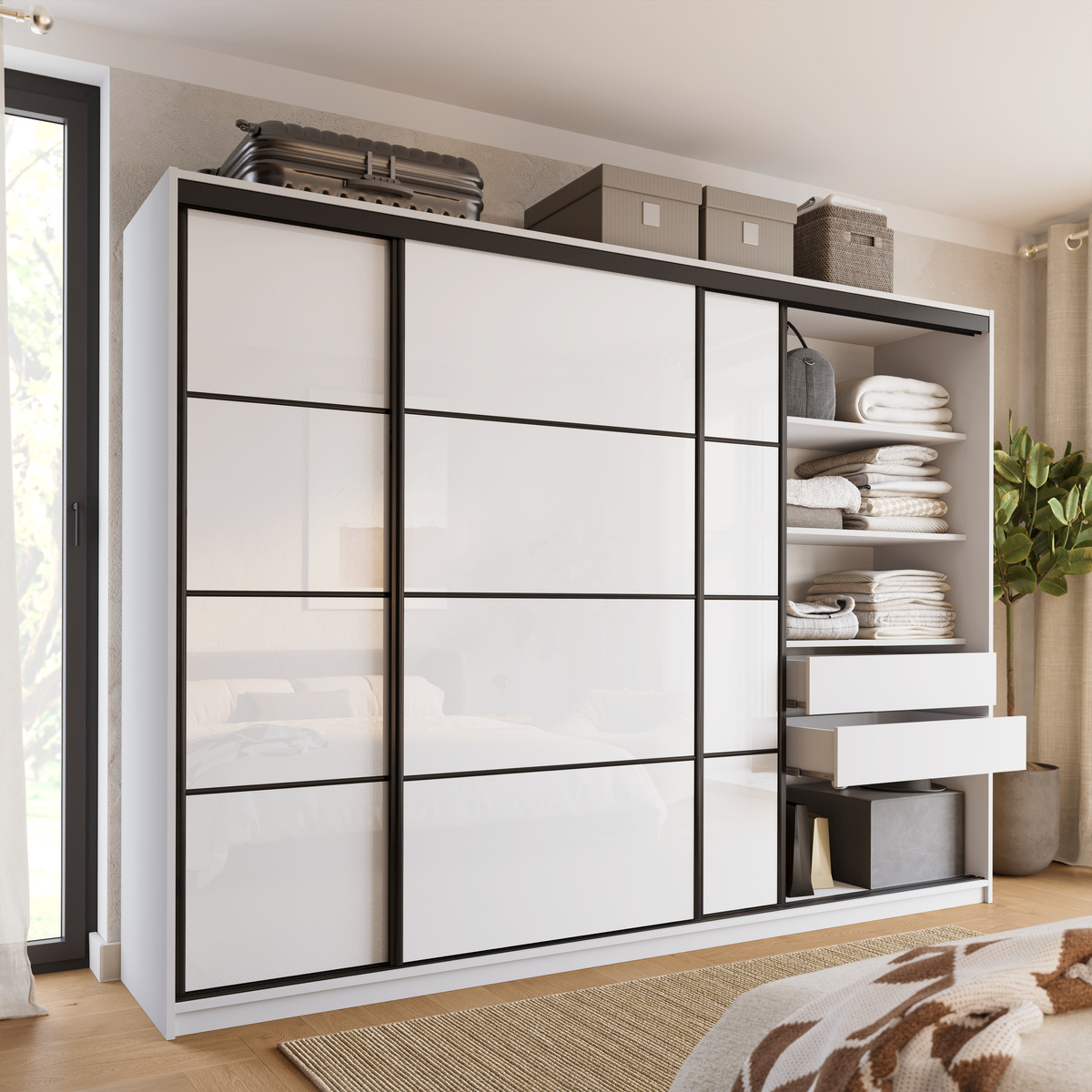 Szafa przesuwna na wysoki połysk 280 cm LOFT