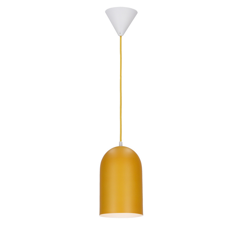 Żółta lampa wisząca metalowa do salonu i jadalni OSS owalna 1 płomienna
